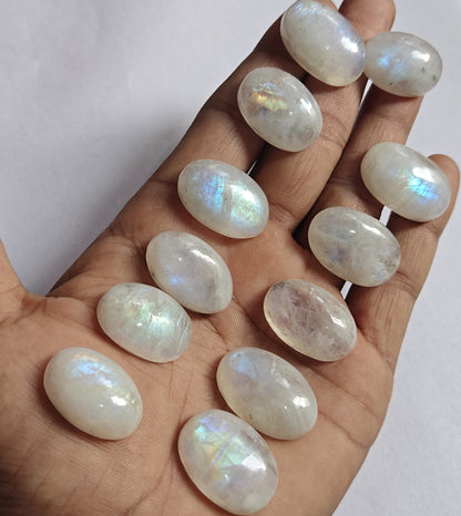 15To20MM Rainbow Moonstone Loose Gemstone Oval Shape Handmade Natural Stone Making For Jewelry