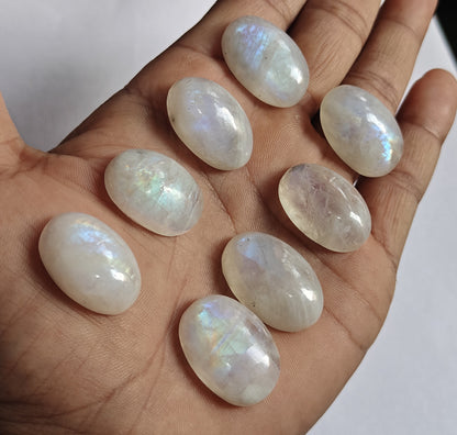15To20MM Rainbow Moonstone Loose Gemstone Oval Shape Handmade Natural Stone Making For Jewelry