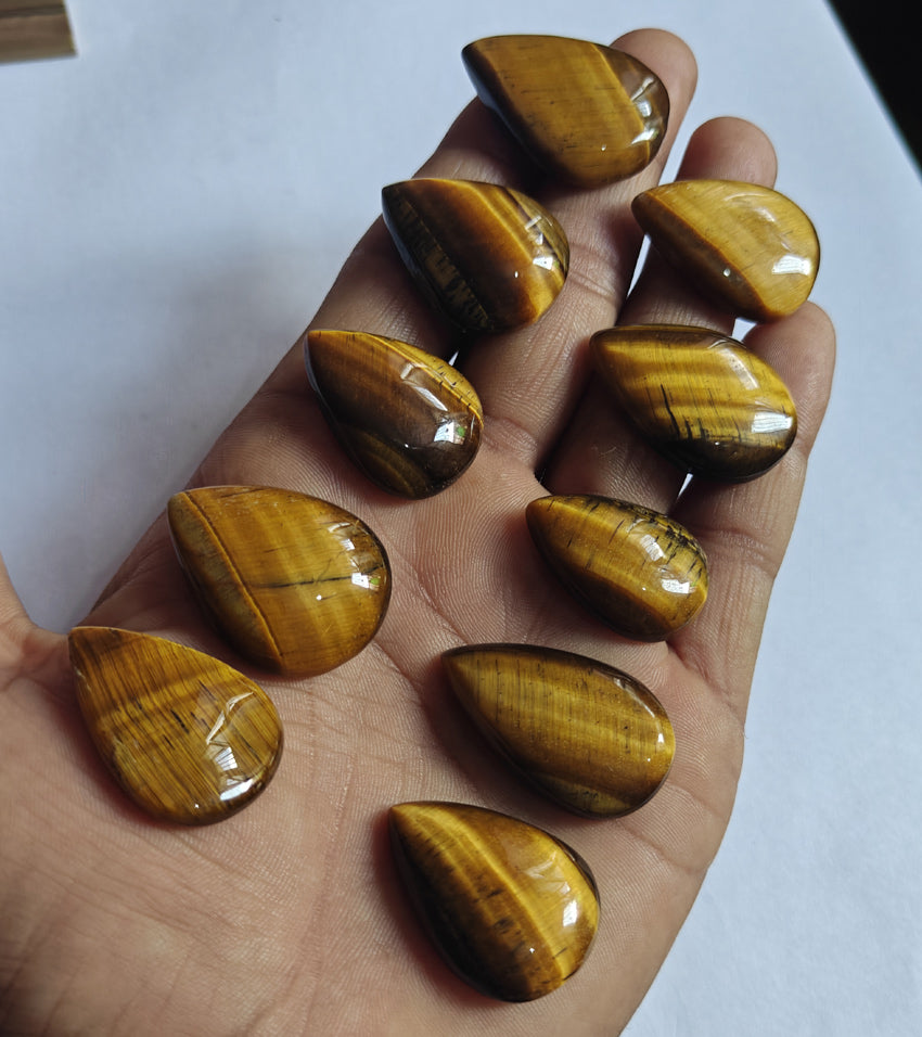 Trendy 2025 20To25MM Tiger Eyes Loose Gemstone Pear Shape Handmade Natural Stone Making For Jewelry