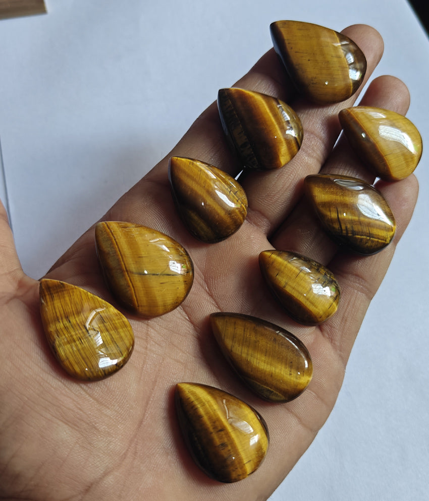 Trendy 2025 20To25MM Tiger Eyes Loose Gemstone Pear Shape Handmade Natural Stone Making For Jewelry