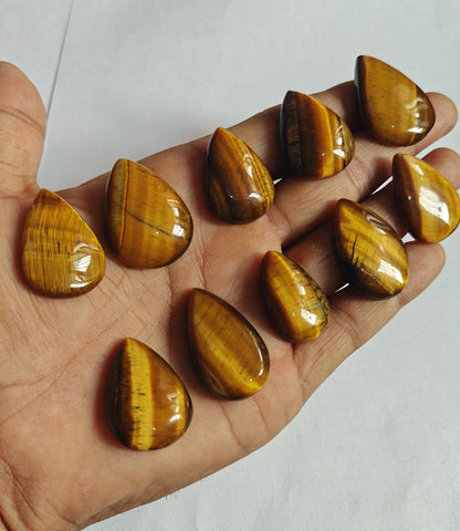 Trendy 2025 20To25MM Tiger Eyes Loose Gemstone Pear Shape Handmade Natural Stone Making For Jewelry