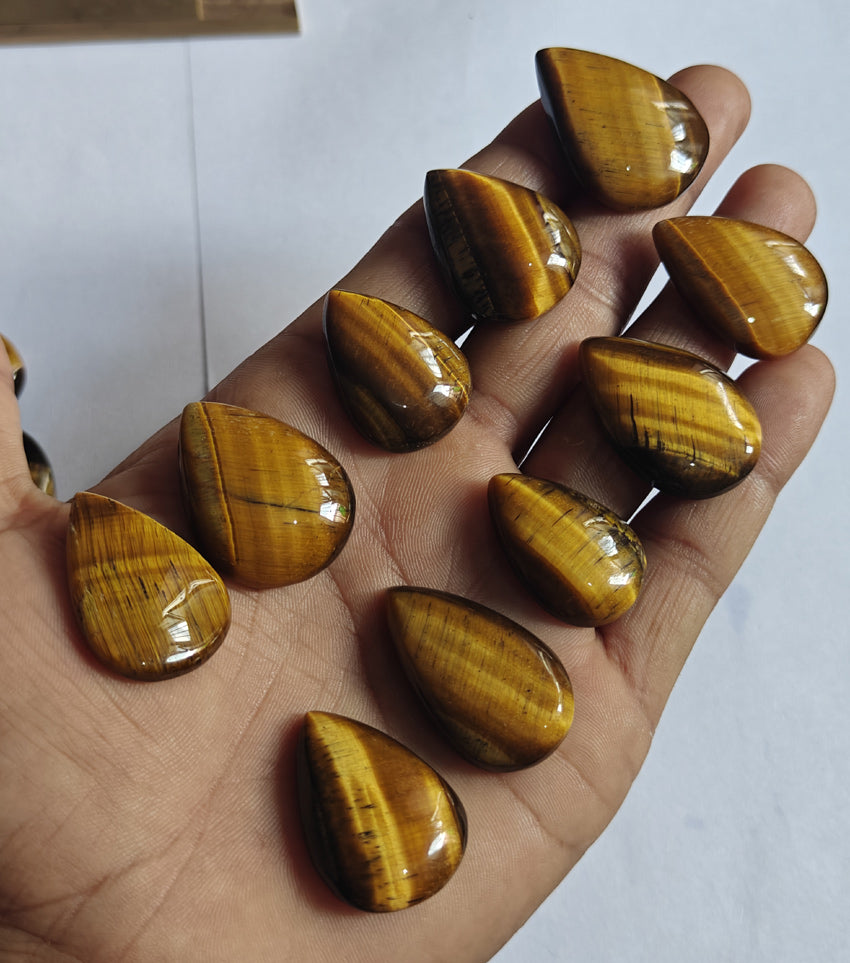 Trendy 2025 20To25MM Tiger Eyes Loose Gemstone Pear Shape Handmade Natural Stone Making For Jewelry