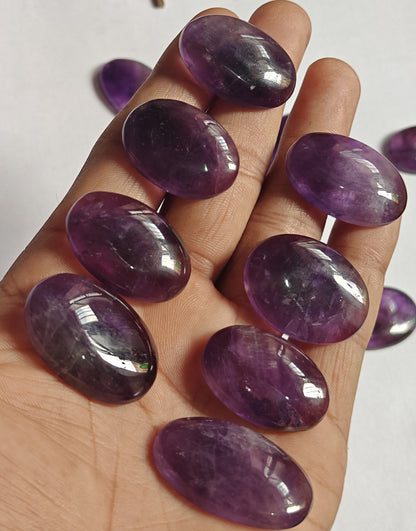 Trendy 2025 20To25MM Amethyst Loose Gemstone Oval Shape Handmade Natural Stone Making For Jewelry