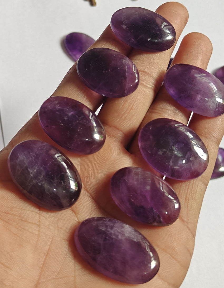 Trendy 2025 20To25MM Amethyst Loose Gemstone Oval Shape Handmade Natural Stone Making For Jewelry