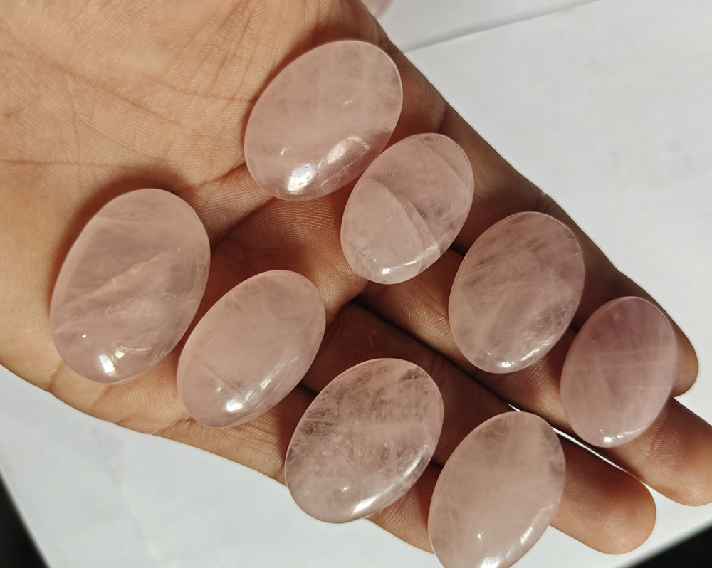 Trendy 2025 20To25MM Rose Quartz Loose Gemstone Oval Shape Handmade Natural Stone Making For Jewelry