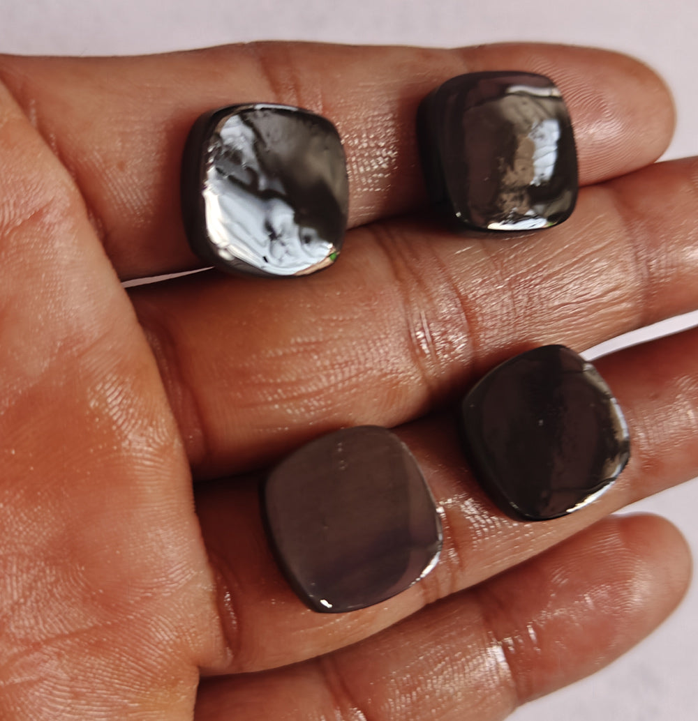 Trendy 2025 10To15MM Black Obsidian Loose Gemstone Square Shape Handmade Natural Stone Used Making For Jewelry
