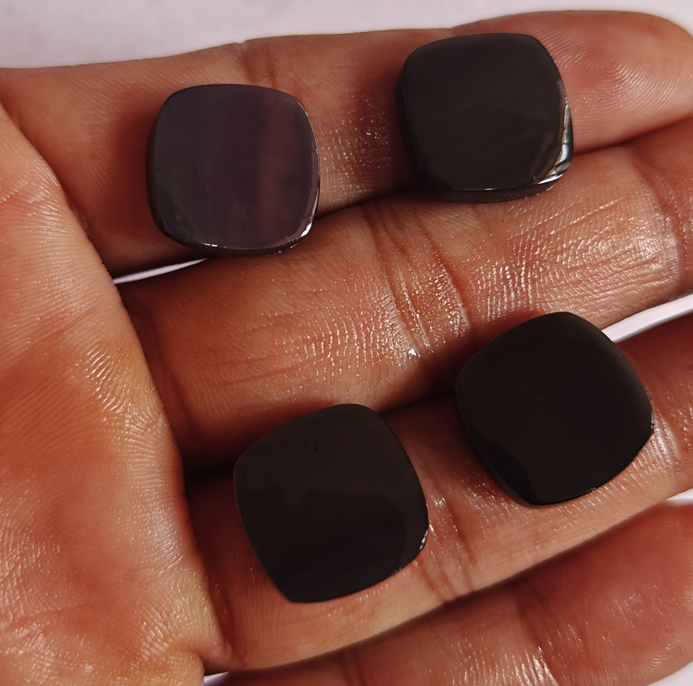 Trendy 2025 10To15MM Black Obsidian Loose Gemstone Square Shape Handmade Natural Stone Used Making For Jewelry