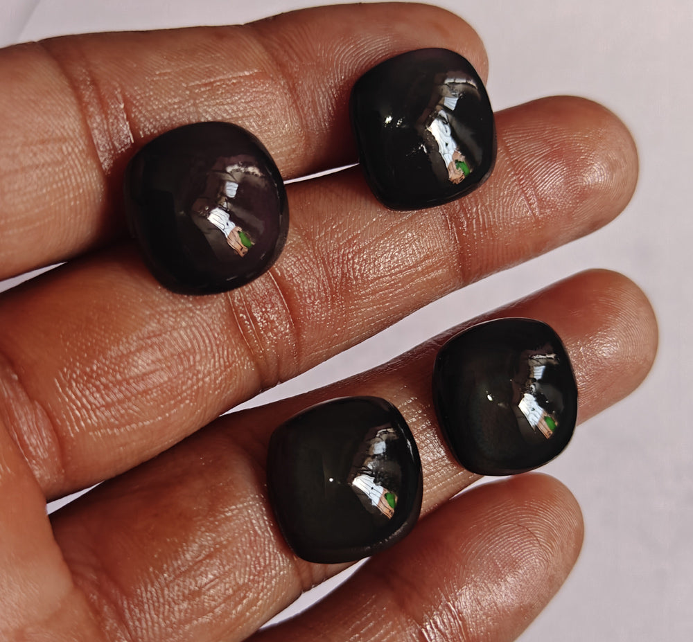 Trendy 2025 10To15MM Black Obsidian Loose Gemstone Square Shape Handmade Natural Stone Used Making For Jewelry