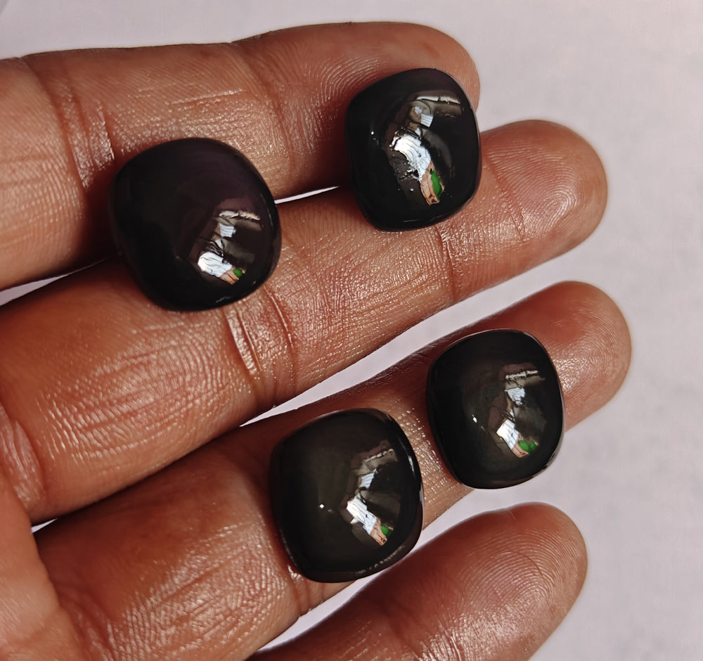 Trendy 2025 10To15MM Black Obsidian Loose Gemstone Square Shape Handmade Natural Stone Used Making For Jewelry