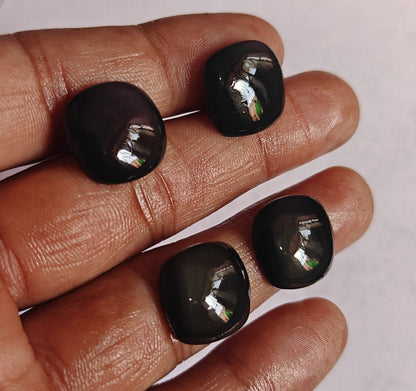 Trendy 2025 10To15MM Black Obsidian Loose Gemstone Square Shape Handmade Natural Stone Used Making For Jewelry