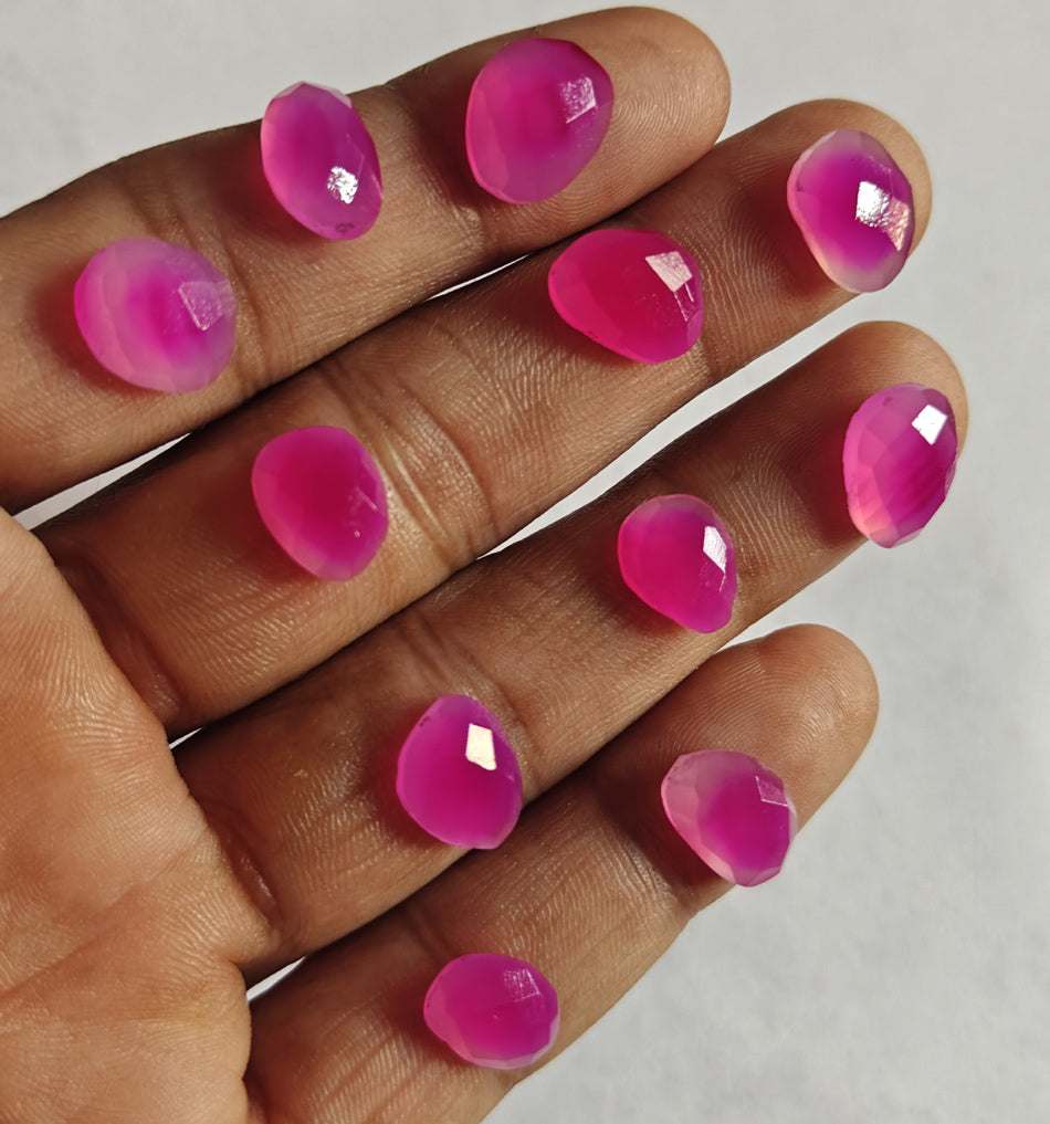 10MM Pink Chalcedony Loose Gemstone Uneven Shape Handmade Natural Stone Used Making For Jewelry