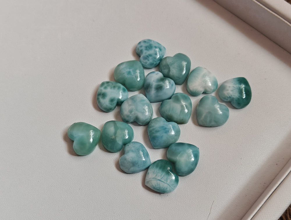 10MM Multiple Larimar Carving Loose Gemstone Heart Shape Handmade Natural Stone Used Making For Jewelry