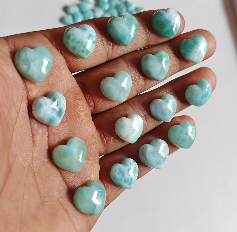 10MM Multiple Larimar Carving Loose Gemstone Heart Shape Handmade Natural Stone Used Making For Jewelry