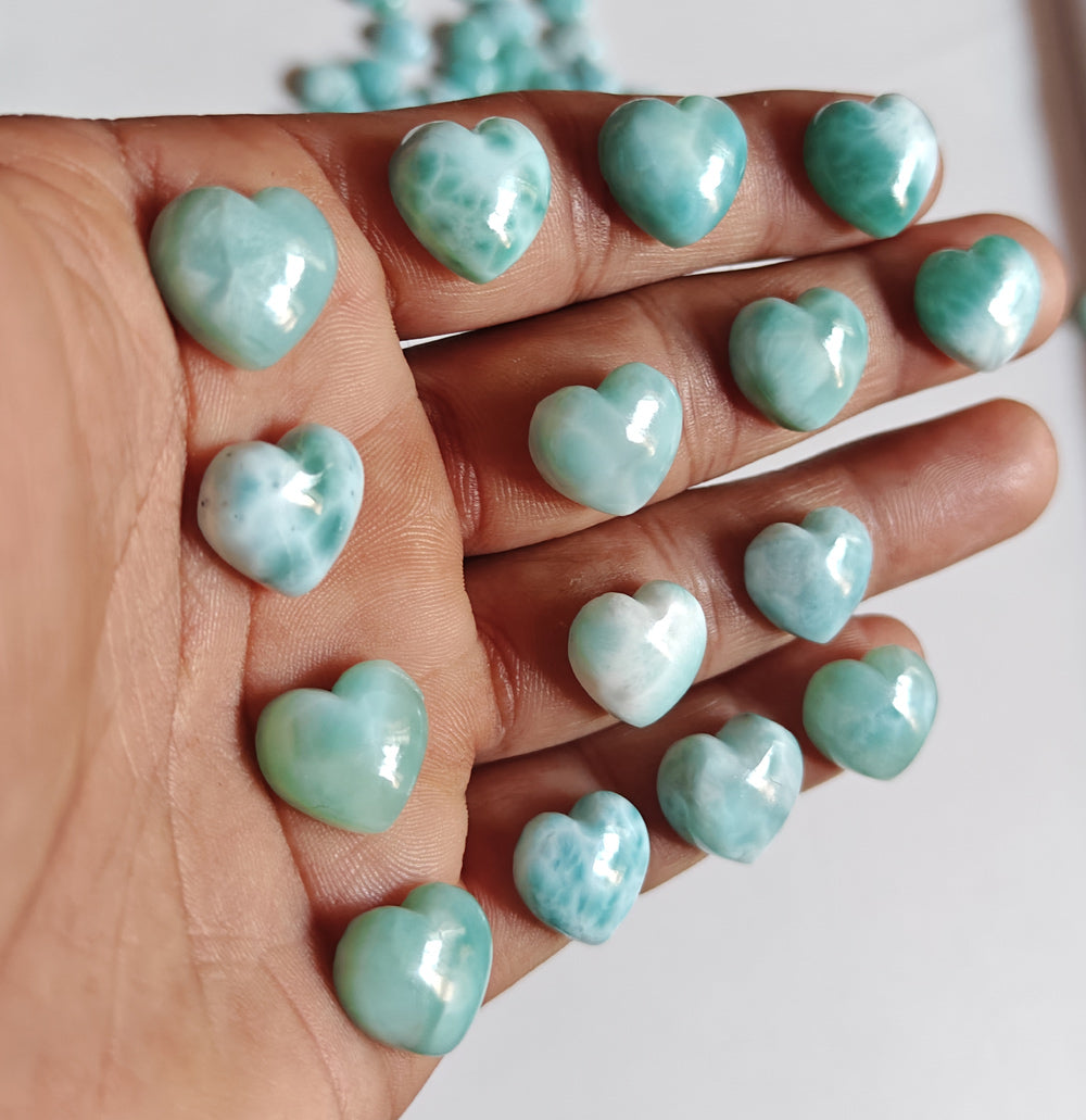 10MM Multiple Larimar Carving Loose Gemstone Heart Shape Handmade Natural Stone Used Making For Jewelry