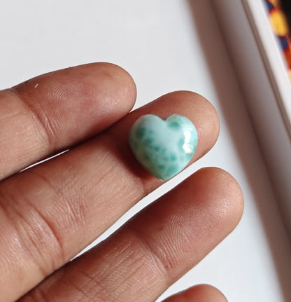 10MM Larimar Carving Loose Gemstone Heart Shape Handmade Natural Stone Used Making For Jewelry