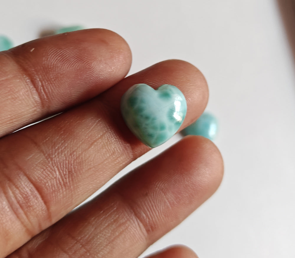 10MM Larimar Carving Loose Gemstone Heart Shape Handmade Natural Stone Used Making For Jewelry