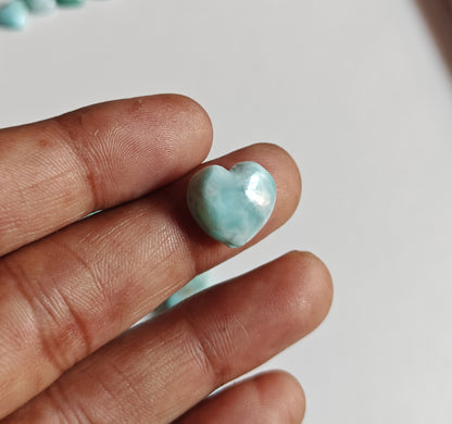 10MM Larimar Carving Loose Gemstone Heart Shape Handmade Natural Stone Used Making For Jewelry