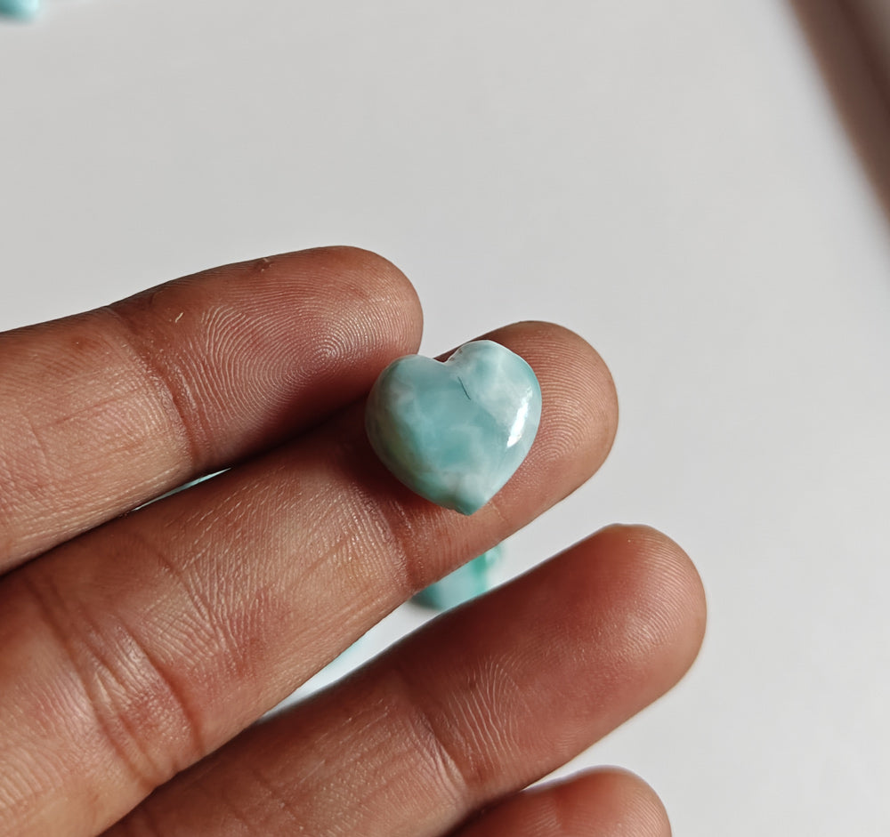 10MM Larimar Carving Loose Gemstone Heart Shape Handmade Natural Stone Used Making For Jewelry