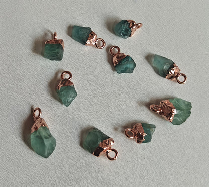 Trendy 10To15mm Aquamarine Raw Gemstone Pendant Brass Golden Color Electroplated Setting Pendant Uneven Shape Pendant For Happy Birthday Gift's Pendant