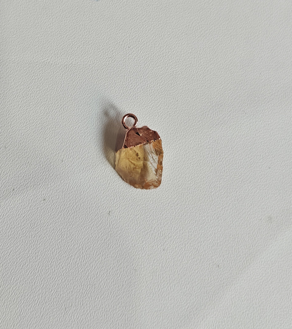 8To12mm Citrine Raw Gemstone Pendant Brass Golden Color Electroplated Setting Pendant Drop Shape Pendant For Happy Birthday Gift's Pendant