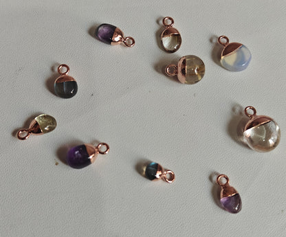 Trendy 8To12mm Mix Stone Drop Raw Gemstone Pendant Brass Golden Color Electroplated Setting Pendant Drop Shape Pendant For Happy Birthday Gift's Pendant