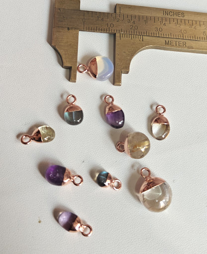 Trendy 8To12mm Mix Stone Drop Raw Gemstone Pendant Brass Golden Color Electroplated Setting Pendant Drop Shape Pendant For Happy Birthday Gift's Pendant
