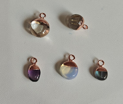 Trendy 8To12mm Mix Stone Drop Raw Gemstone Pendant Brass Golden Color Electroplated Setting Pendant Drop Shape Pendant For Happy Birthday Gift's Pendant