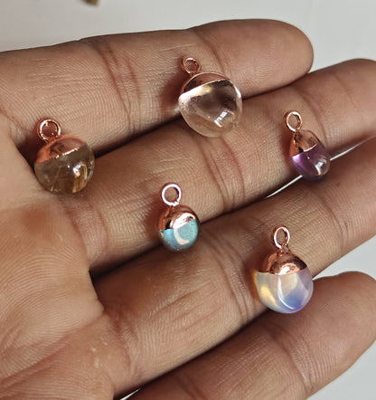 Trendy 8To12mm Mix Stone Drop Raw Gemstone Pendant Brass Golden Color Electroplated Setting Pendant Drop Shape Pendant For Happy Birthday Gift's Pendant