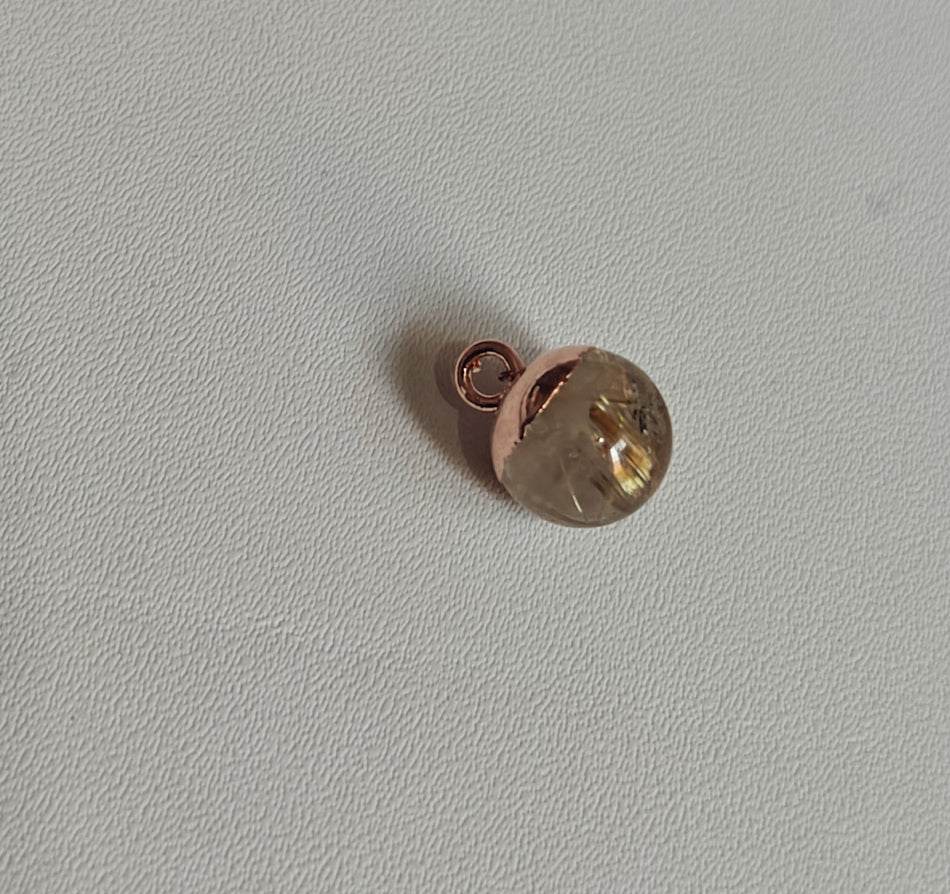 8To12mm Golden Rutile Raw Gemstone Pendant Brass Golden Color Electroplated Setting Pendant Drop Shape Pendant For Happy Birthday Gift's Pendant