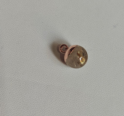 8To12mm Golden Rutile Raw Gemstone Pendant Brass Golden Color Electroplated Setting Pendant Drop Shape Pendant For Happy Birthday Gift's Pendant