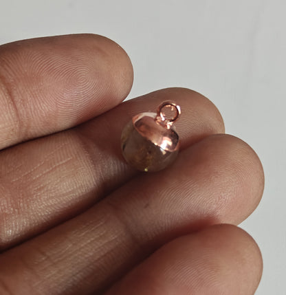 8To12mm Golden Rutile Raw Gemstone Pendant Brass Golden Color Electroplated Setting Pendant Drop Shape Pendant For Happy Birthday Gift's Pendant