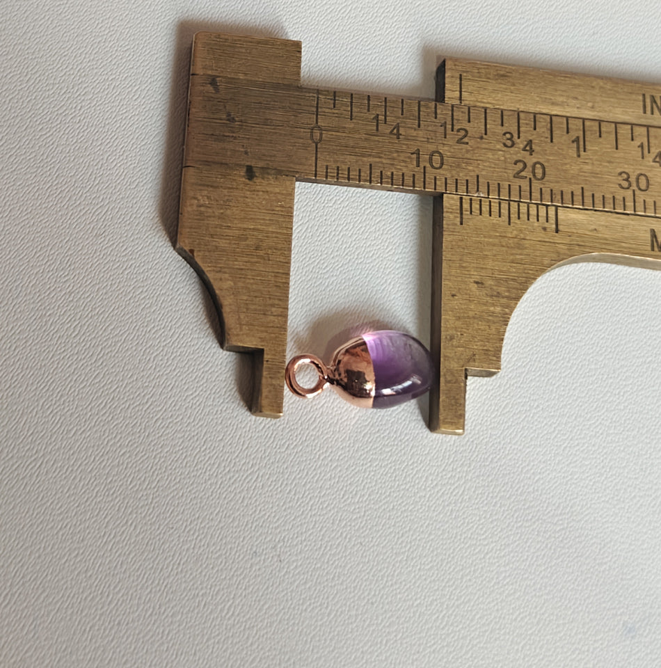 8To12mm Amethyst Raw Gemstone Pendant Brass Golden Color Electroplated Setting Pendant Drop Shape Pendant For Happy Birthday Gift's Pendant
