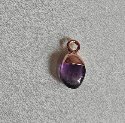 8To12mm Amethyst Raw Gemstone Pendant Brass Golden Color Electroplated Setting Pendant Drop Shape Pendant For Happy Birthday Gift's Pendant