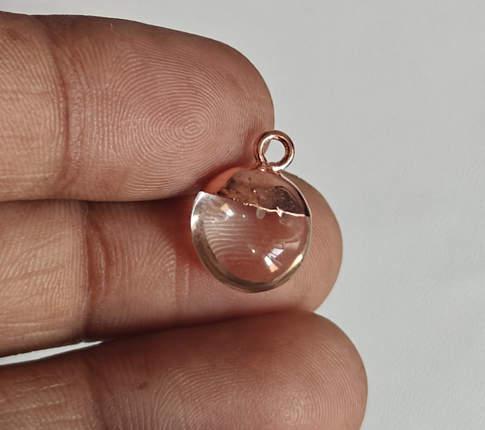 8To12mm Smoky Quartz Raw Gemstone Pendant Brass Golden Color Electroplated Setting Pendant Drop Shape Pendant For Happy Birthday Gift's Pendant