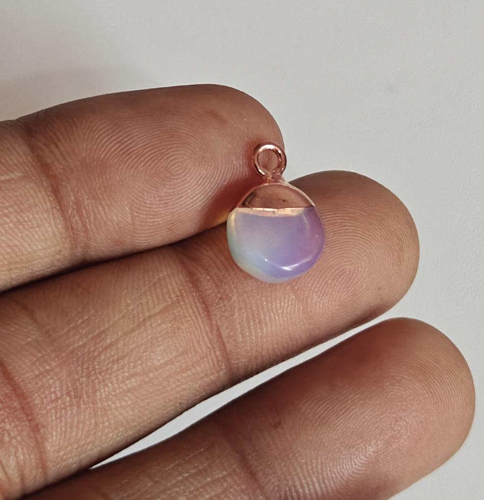 8To12mm Opalite Raw Gemstone Pendant Brass Golden Color Electroplated Setting Pendant Drop Shape Pendant For Happy Birthday Gift's Pendant