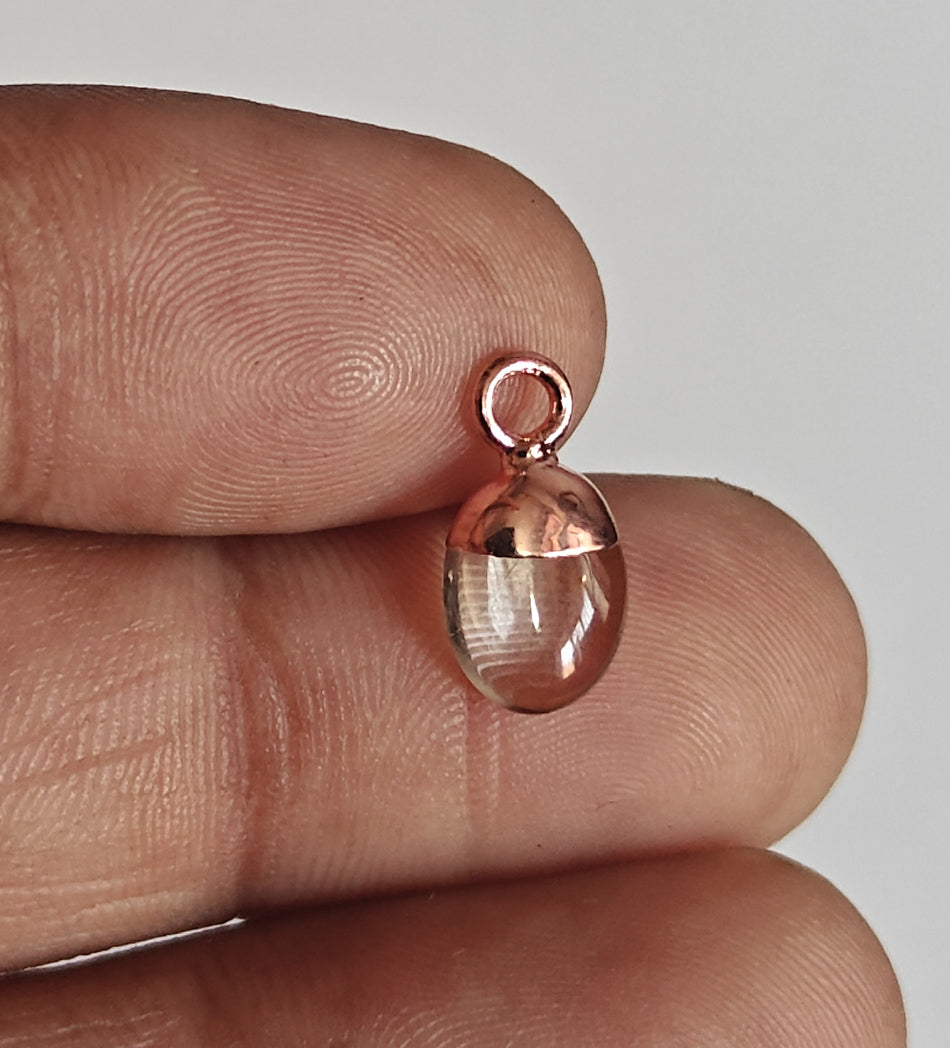 8To12mm Smoky Quartz Gemstone Pendant Brass Golden Color Electroplated Setting Pendant Drop Shape Pendant For Happy Birthday Gift's Pendant