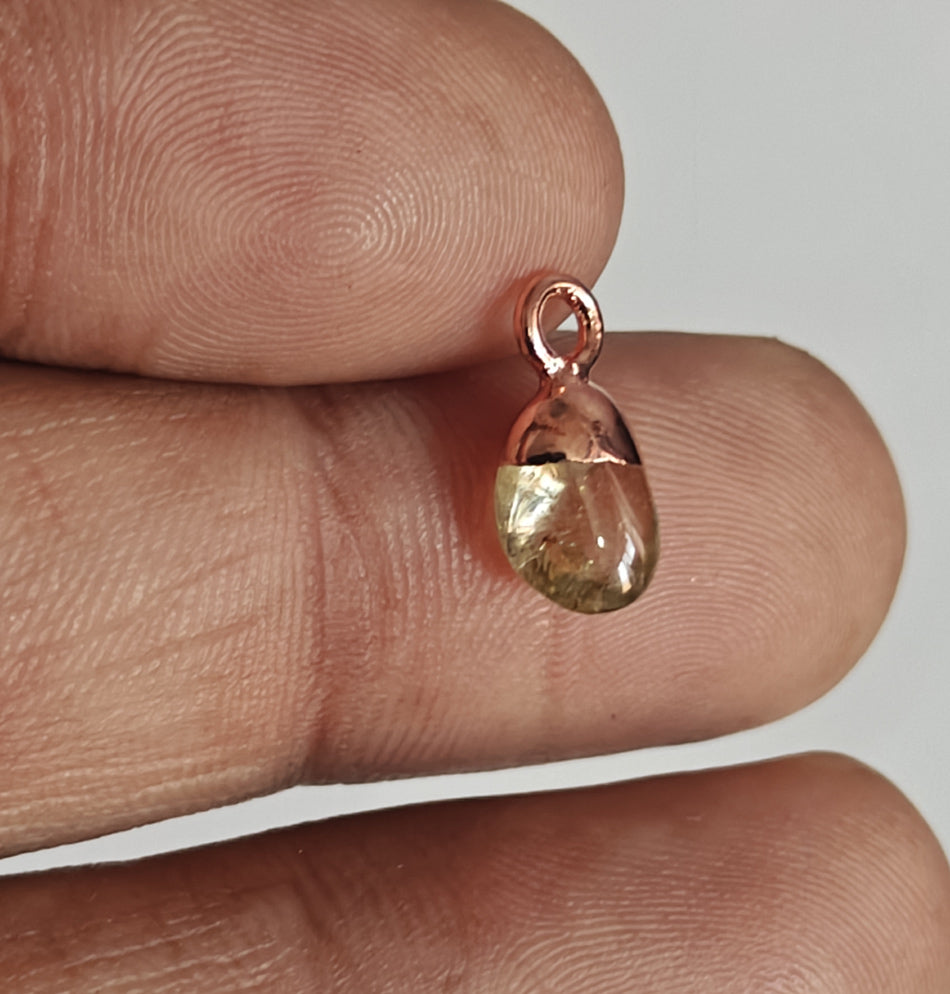 8To12mm Citrine Raw Gemstone Pendant Brass Golden Color Electroplated Setting Pendant Drop Shape Pendant For Happy Birthday Gift's Pendant