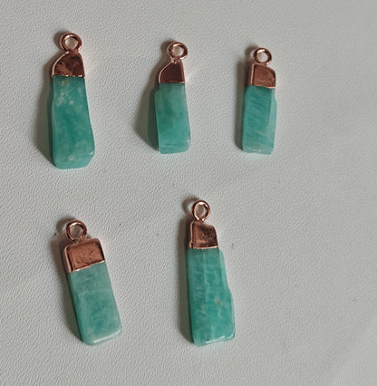8To12mm Amazonite Scale Raw Gemstone Pendant Brass Golden Color Electroplated Setting Pendant Scale Shape Pendant For Happy Birthday Gift's Pendant