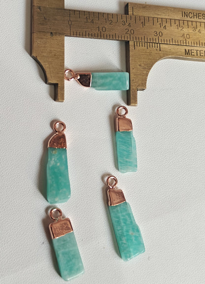 8To12mm Amazonite Scale Raw Gemstone Pendant Brass Golden Color Electroplated Setting Pendant Scale Shape Pendant For Happy Birthday Gift's Pendant