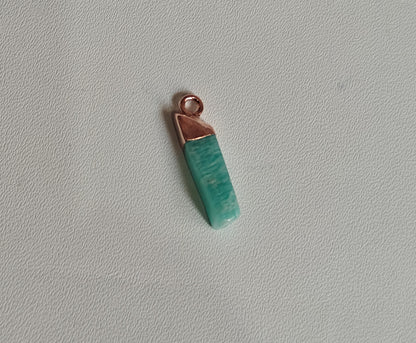 8To12mm Amazonite Scale Raw Gemstone Pendant Brass Golden Color Electroplated Setting Pendant Scale Shape Pendant For Happy Birthday Gift's Pendant