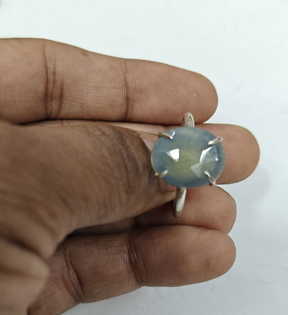 Handmade 925 Sterling Silver Rings 12MM Round Shape Sapphire Gemstone Ring Prong Setting Ring For Anniversary Gift Ring (Copy)