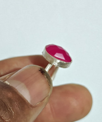 Handmade 925 Sterling Silver Rings 12MM Oval Shape Pink Chalcedony Cut Gemstone Ring Prong Setting Ring For Anniversary Gift Ring