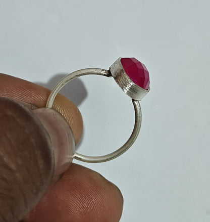 Handmade 925 Sterling Silver Rings 12MM Oval Shape Pink Chalcedony Cut Gemstone Ring Prong Setting Ring For Anniversary Gift Ring