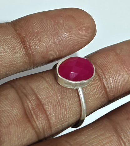 Handmade 925 Sterling Silver Rings 12MM Oval Shape Pink Chalcedony Cut Gemstone Ring Prong Setting Ring For Anniversary Gift Ring