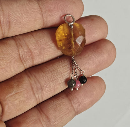 Awesome Handmade Stone 15MM Approx Drop Shape Citrine Faceted Gemstone Beads Pendant Drilled Setting 925 Sterling Silver Pendant For Happy Birthday Gift Pendant