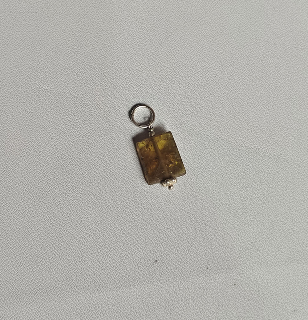 Handmade Stone 15MM Approx Square Shape Lemon Quartz Gemstone Beads Pendant Drilled Setting 925 Sterling Silver Pendant For Happy Birthday Gift Pendant