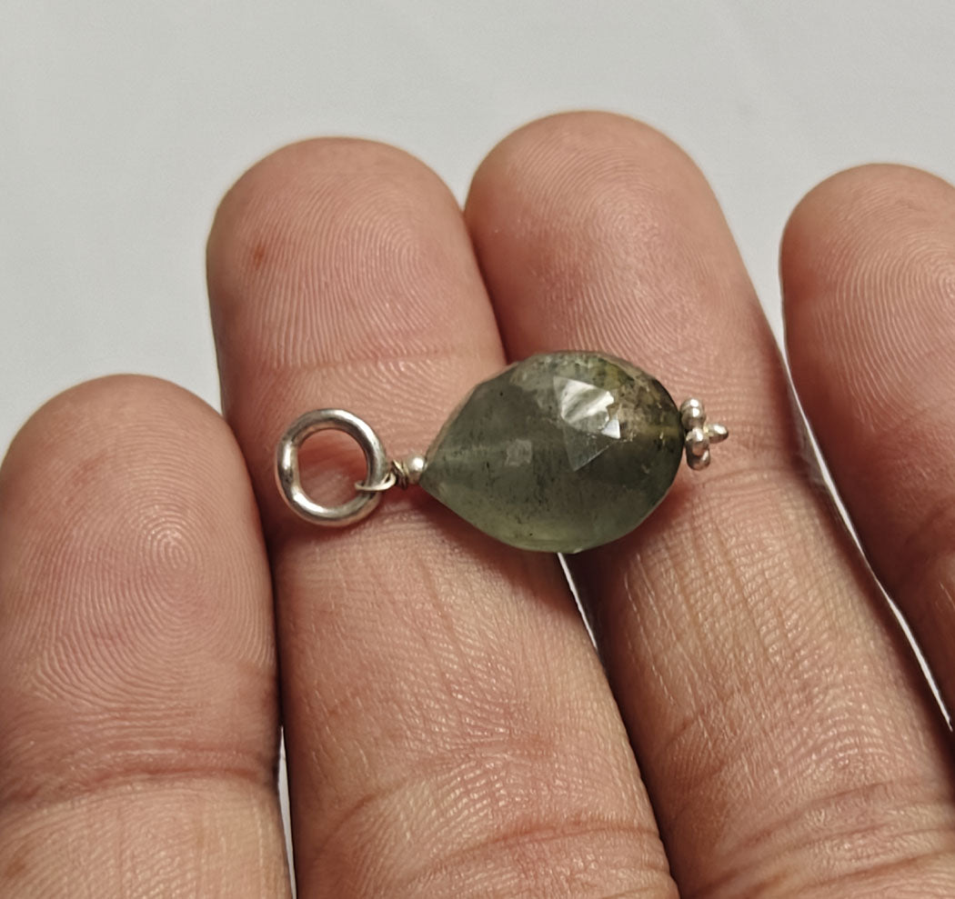 Handmade Stone 15MM Approx Drop Shape Aquamarine Gemstone Pendant Drilled Setting 925 Sterling Silver Pendant For Happy Birthday Gift Pendant