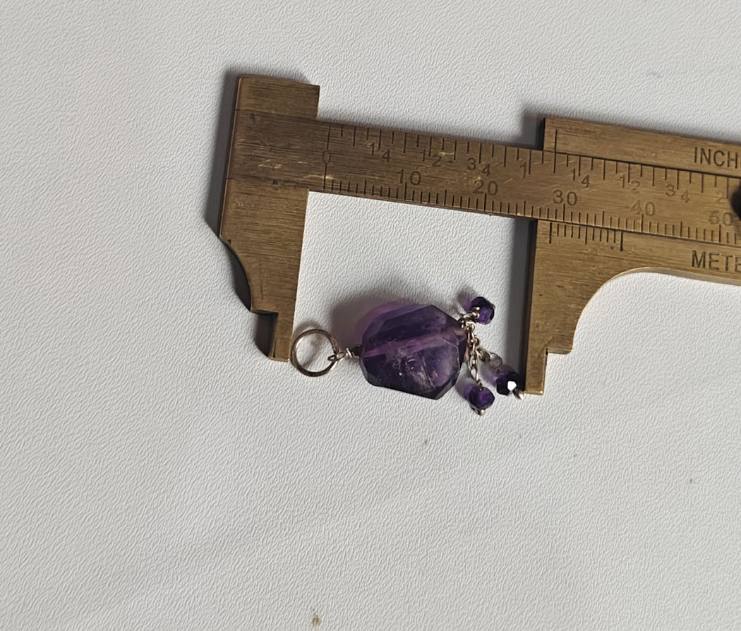 Stone 10MM Approx Uneven Shape Amethyst Gemstone Pendant Drilled Setting Handmade 925 Sterling Silver Pendant For Happy Birthday Gift Pendant