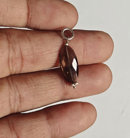 Awesome Handmade Stone 15MM Approx Balan Shape Smoky Quartz Gemstone Beads Pendant Drilled Setting 925 Sterling Silver Pendant For Happy Birthday Gift Pendant