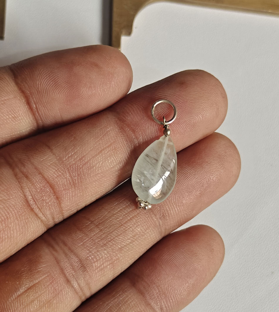 Handmade Stone 15MM Approx Drop Shape Aquamarine Gemstone Pendant Drilled Setting 925 Sterling Silver Pendant For Happy Birthday Gift Pendant
